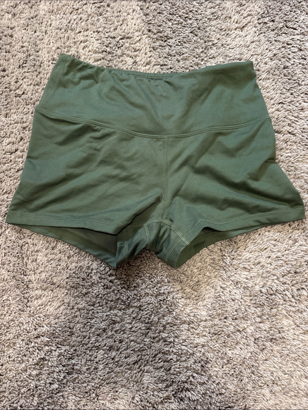High-Waist Olive Green Women’s Active Shorts